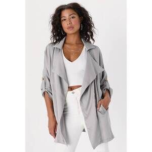 Lulus Lucky Break Light Grey Oversized Jacket - Size XS